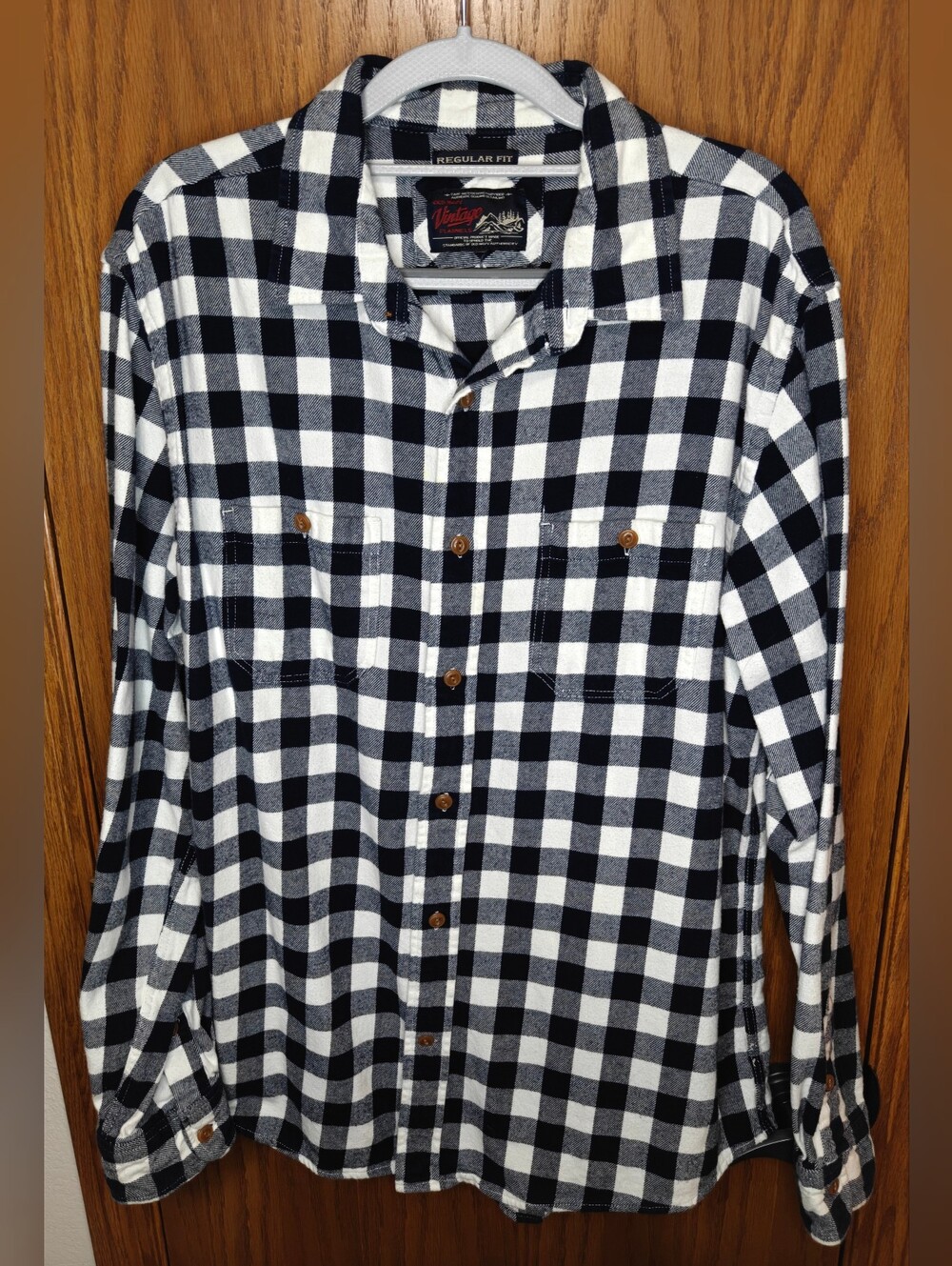 Men's Old Navy Black and White Check Button-Down Shirt, Size XL